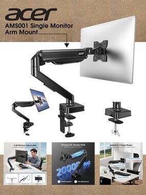 NEW Acer AMS001 Single Monitor Adjustable Arm Desk Mount